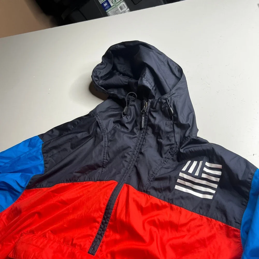 The North Face IC USA Windbreaker Anorak Red Blue Half Zip Pullover Mens XL